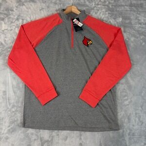 Louisville Cardinals Mens XL Captivating Apparel Quarter Zip Pullove Gray NEW